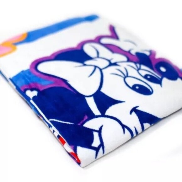 Disney Mickey Mouse & Friends Minnie Striped 100% Cotton Beach Towel 28" x 58" - Picture 3 of 8